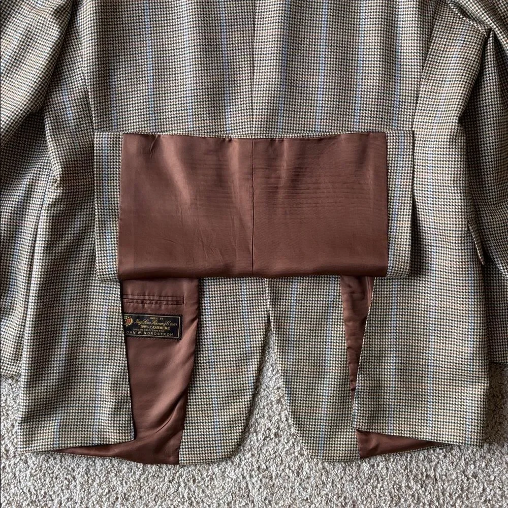 John W. Nordstrom Loro Piana Pure Cashmere Houndstooth Check Sport Coat 44 L